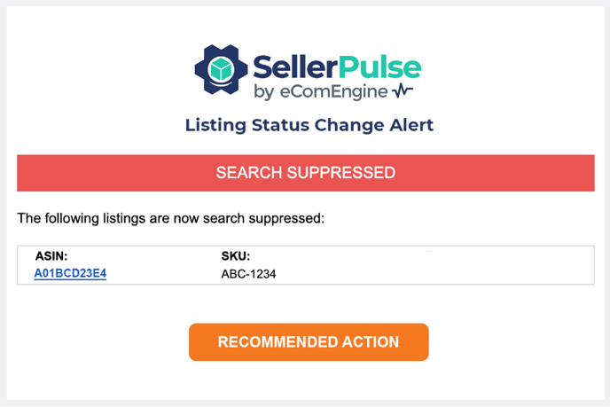 Listing status change alert email from SellerPulse