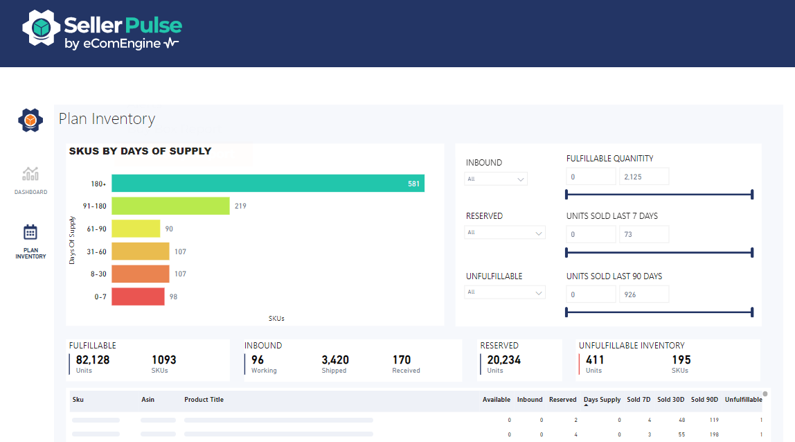 Inventory planning in SellerPulse