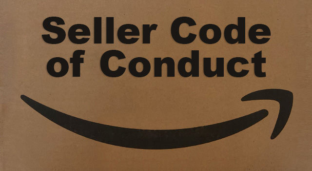 Amazon logo with text, "Seller Code of Conduct"