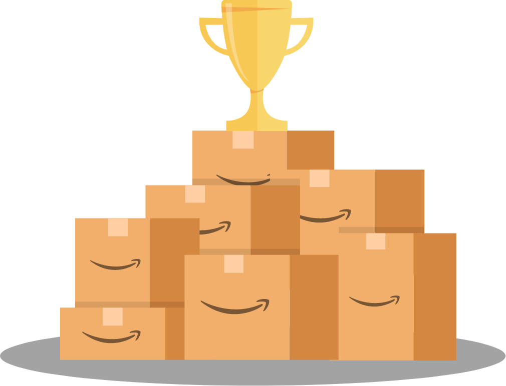 Amazon boxes and trophy