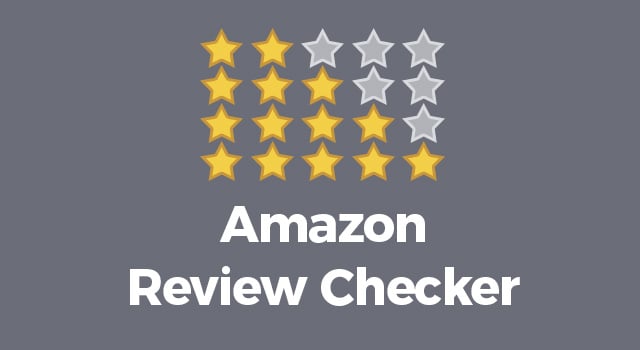 Stack of four rows of stars with text, "Amazon review checker"