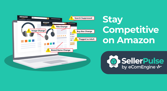 Amazon alerts on Seller Central listing with text, "Stay competitive on Amazon"