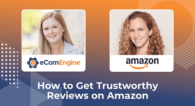 Image of presenters with text, "How to get trustworthy reviews on Amazon"